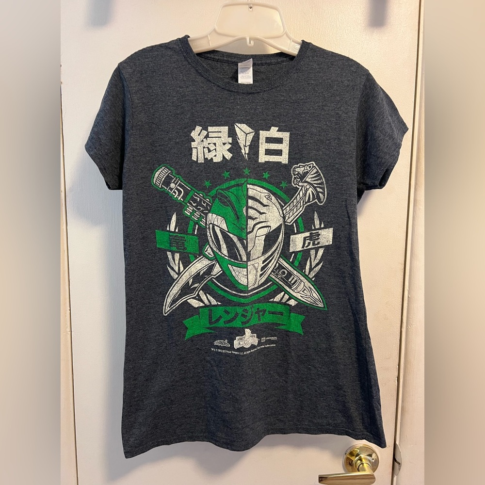 L women’s green/white Power Ranger T-shirt